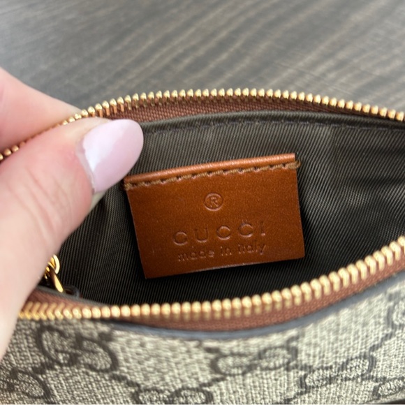 Gucci Ophidia GG Supreme Key Pouch Gold Hardware Zipper Canvas Leather Card Case - Picture 7 of 14